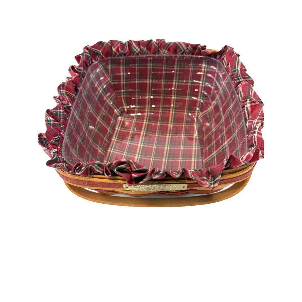1993 Longaberger Christmas Collection Bayberry Basket w/Liner Red Trim Vintage